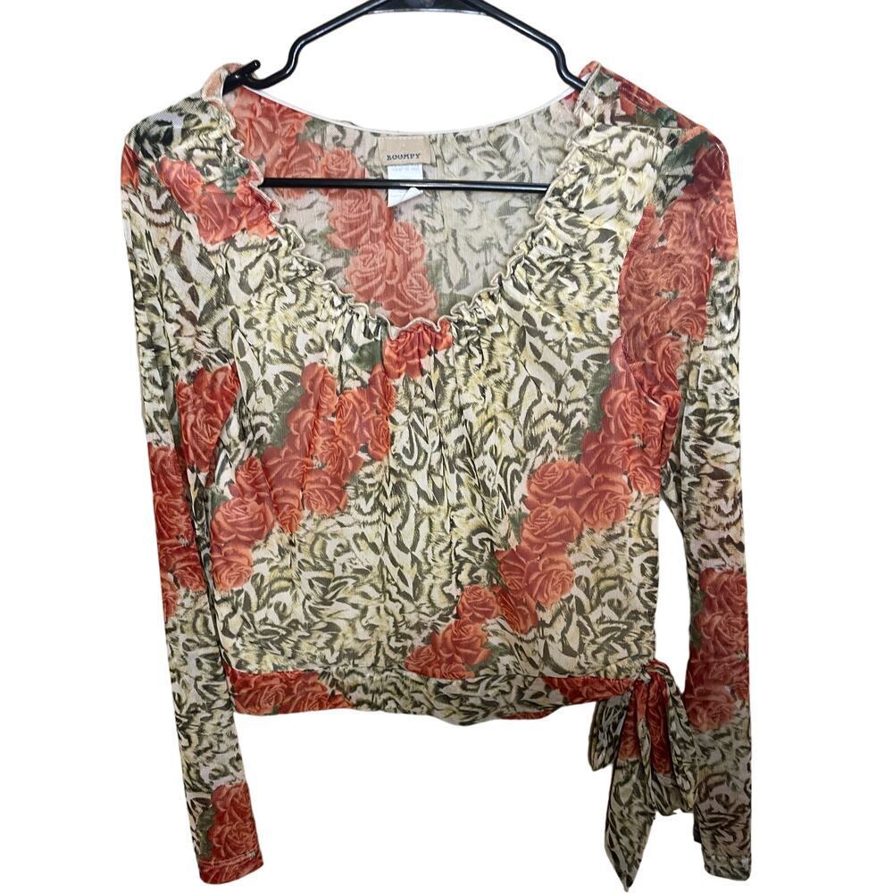ZOOMPY sheer floral rose Y2K top